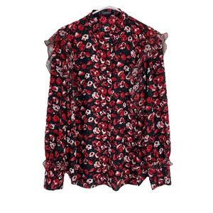 Lauren Ralph‎ Lauren Blouse Top Womens Size 2X Floral Button Up Ruffle Feminine